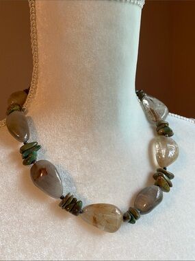 Rutilated quartz and turquoise necklace